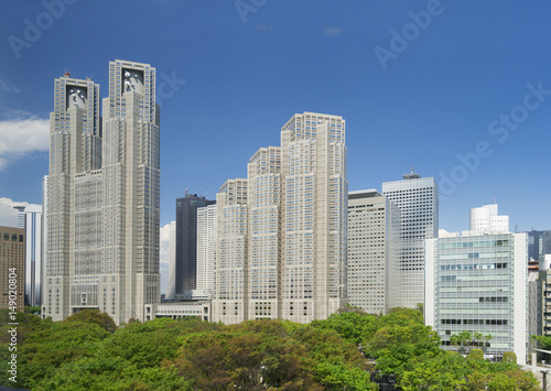 東京都市風景 新宿 新宿中央公園と高層ビル