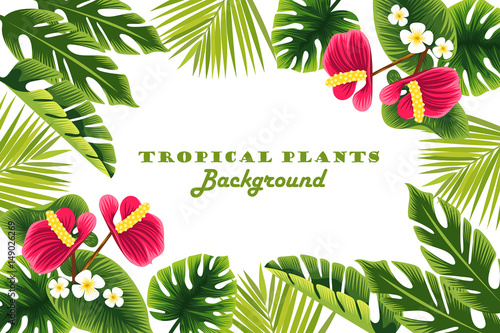 Tropical plants. frame. background. vector illustration