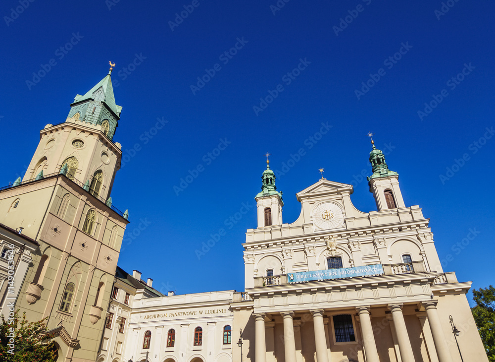Poland, Lublin Voivodeship, City of Lublin, Old Town, Trinitarian Tower and the Cathedral