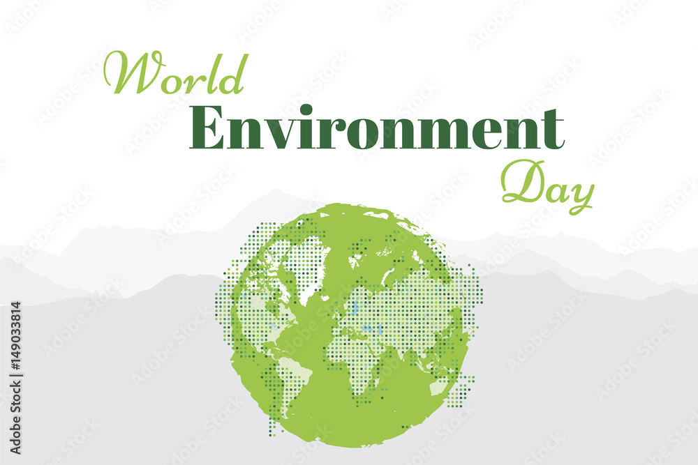 Banner world environment day with world map Banner world environment day with world map