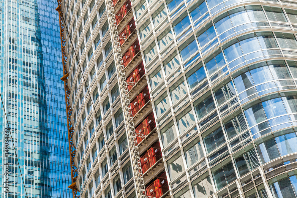 Modern Building Glass Architecture Clouds Wall Detail	