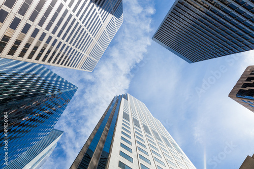 Modern Building Glass Architecture Clouds Wall Detail	