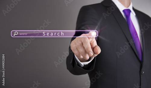 Business man touch screen concept - Search Bar