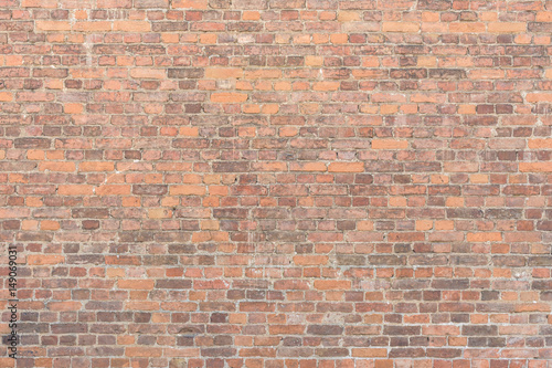 Texture ancient brick wall  horizontal arrangement of old brickwork  abstract background