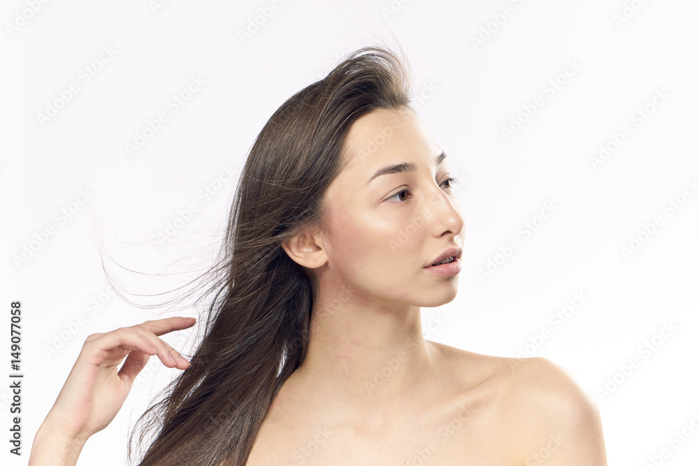 a slim woman with delicate velvety skin and healthy hair a slim woman with delicate velvety skin and healthy hair
