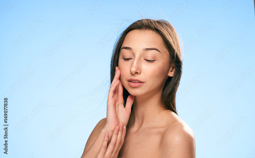 woman with moisturized skin, gentle hands woman with moisturized skin, gentle hands