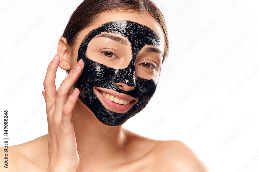 mask against black dots, woman, emo... mask against black dots, woman, emo...