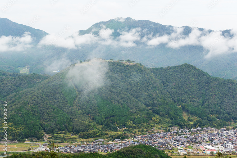 Japanese Takeda Castle on mountain