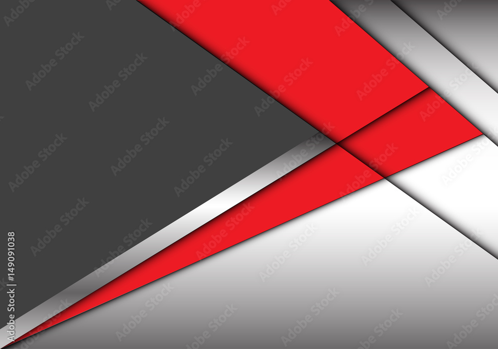 Abstract red arrow on gray metal design modern background vector illustration.