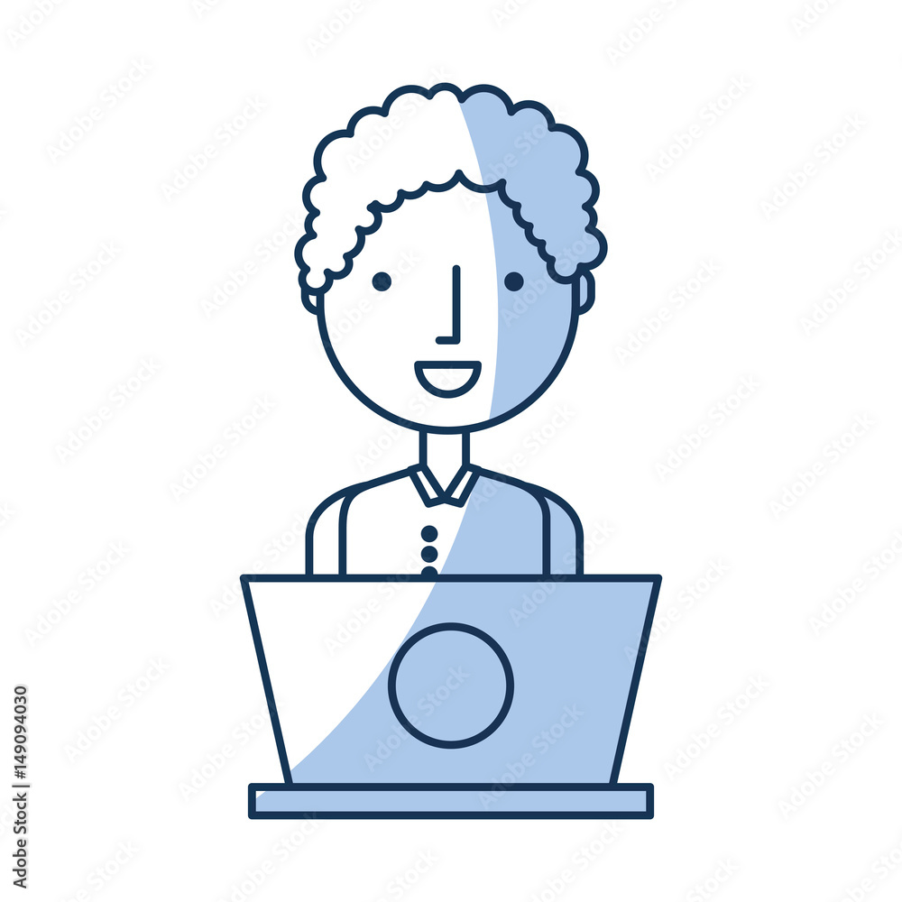 businessman with laptop avatar character icon vector illustration design