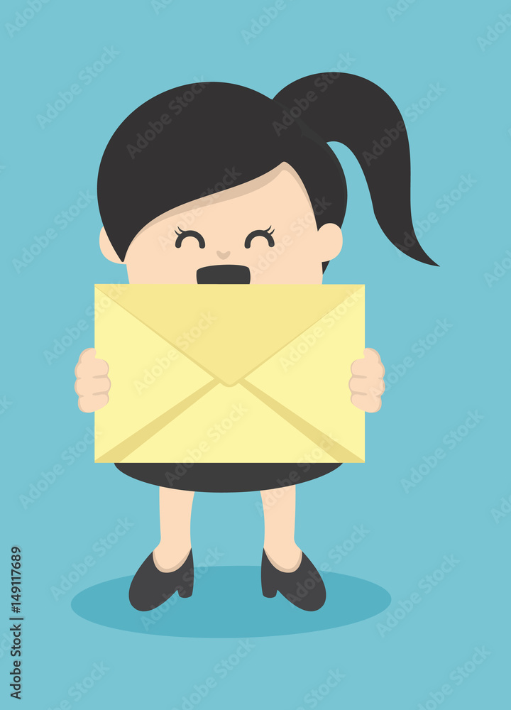 business woman holding envelope