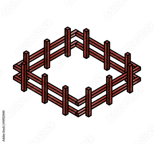 farm fence isometric icon vector illustration design