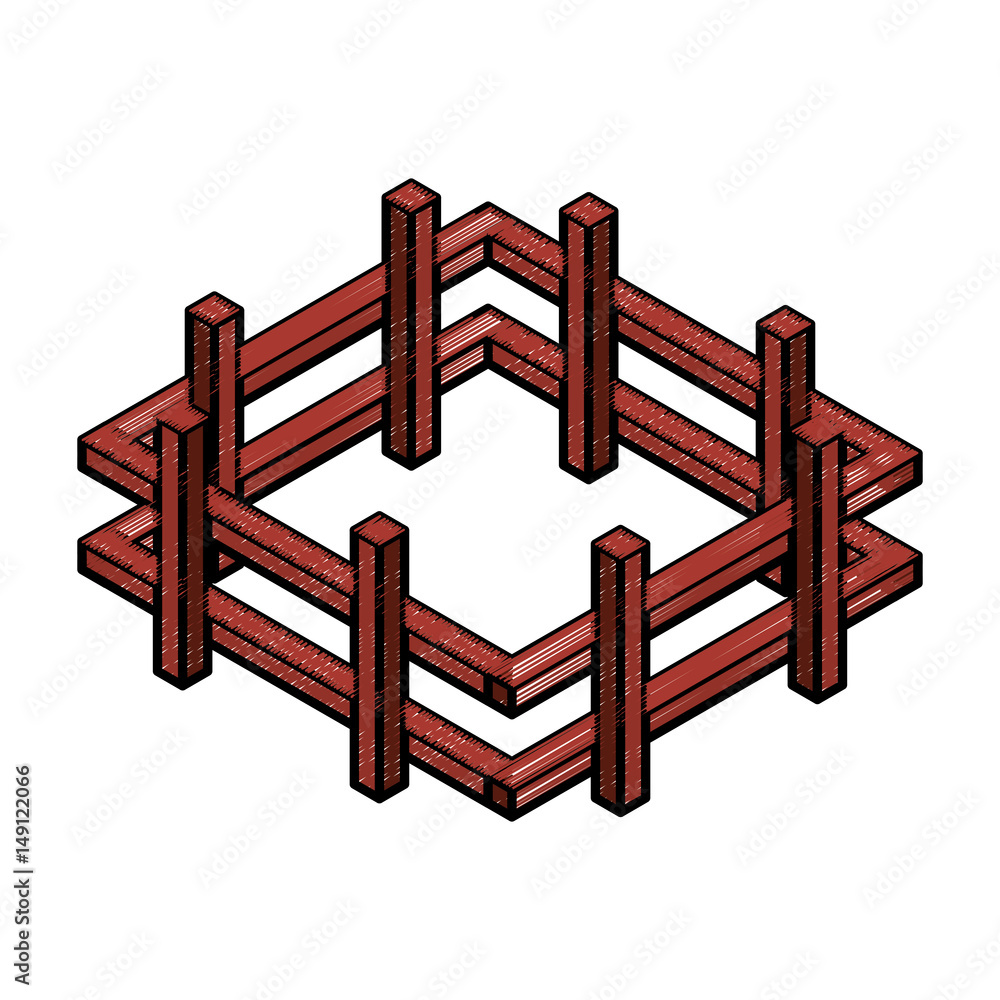 Obraz premium farm fence isometric icon vector illustration design