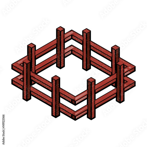 farm fence isometric icon vector illustration design