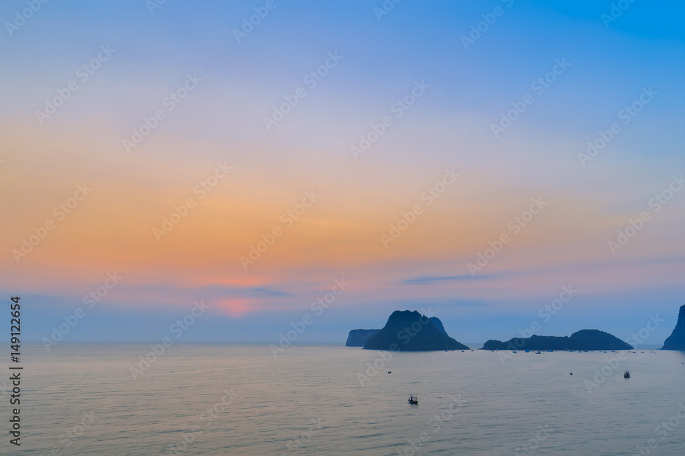 Sea and Sky Sunrise at Ao Prachuab Prachuap Khiri Khan,South of Thailand 
