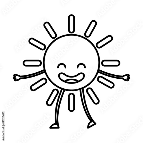 summer sun kawaii character vector illustration design