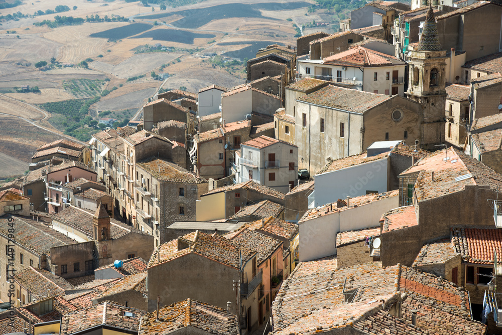 Fotobehang met View over the old village of Gangi in Sicily, Italy #149129849
