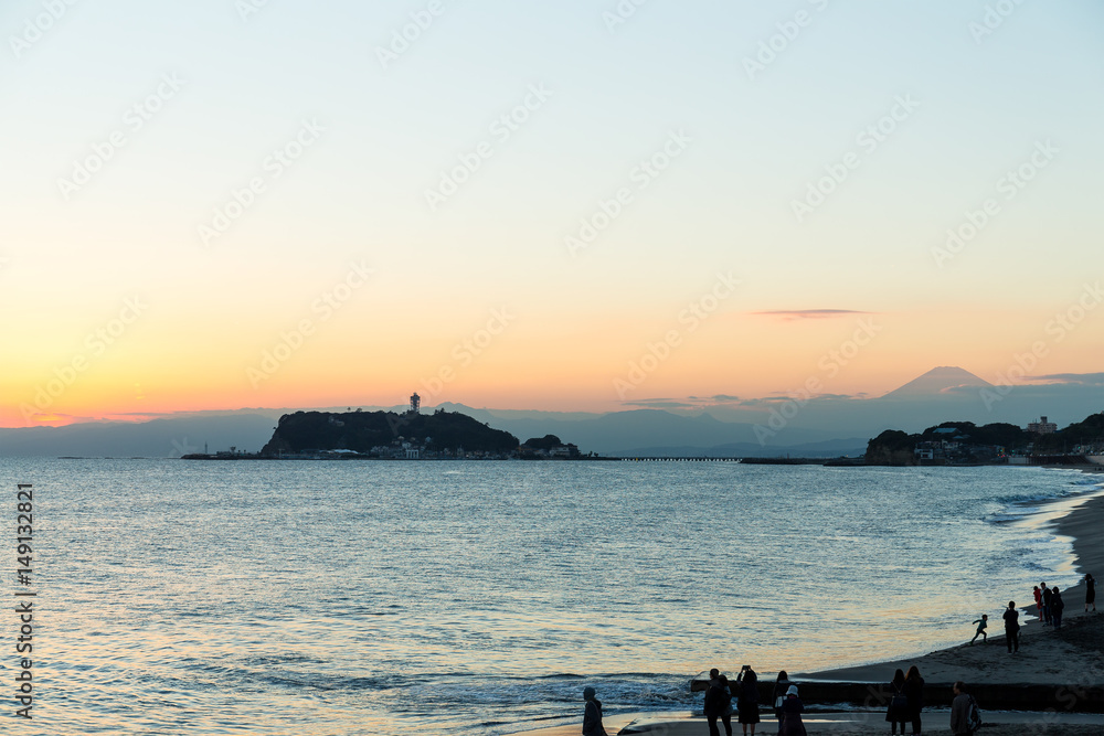 Obraz premium Sunset in Shonan of Japan