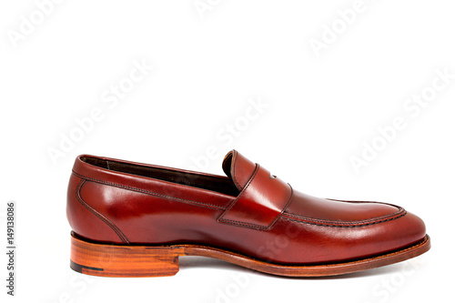 cherry calf penny loafer shoe toe to right photo
