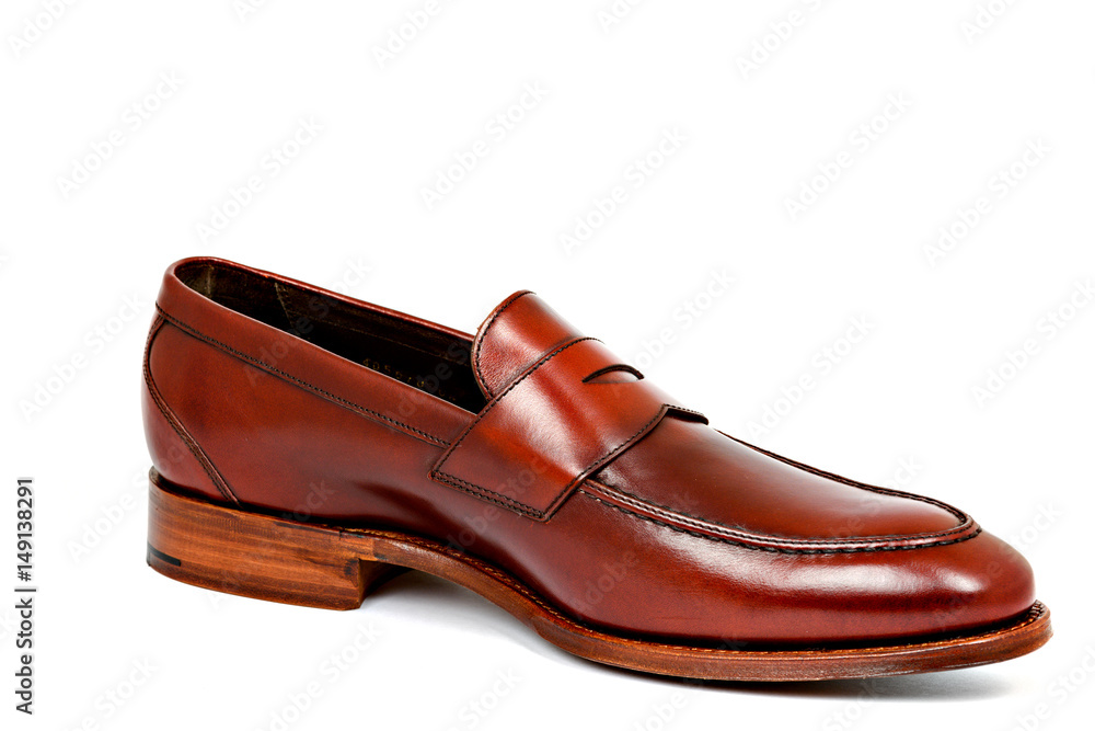 cherry calf penny loafer shoe toe to right