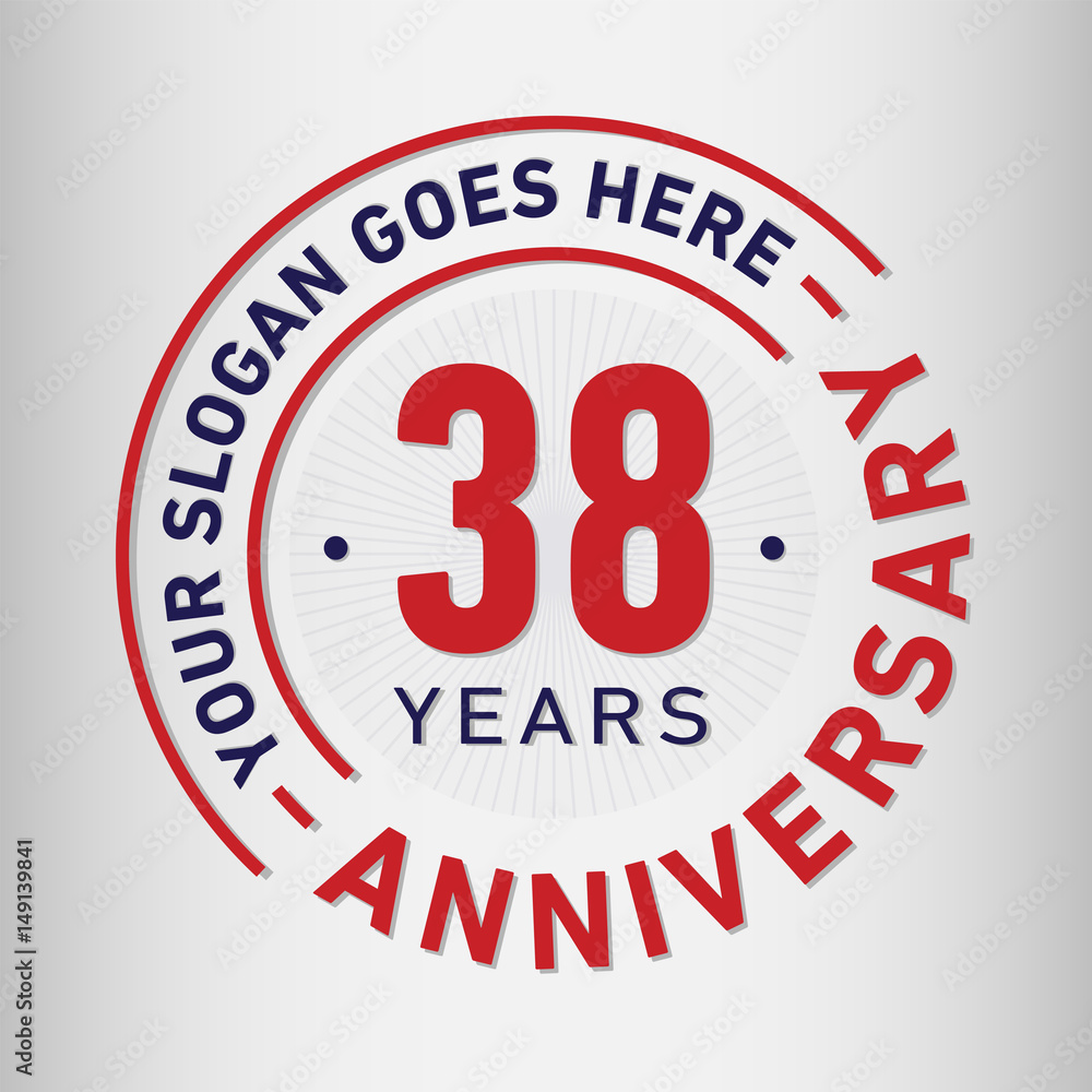 38 years anniversary logo template. Vector and illustration.
