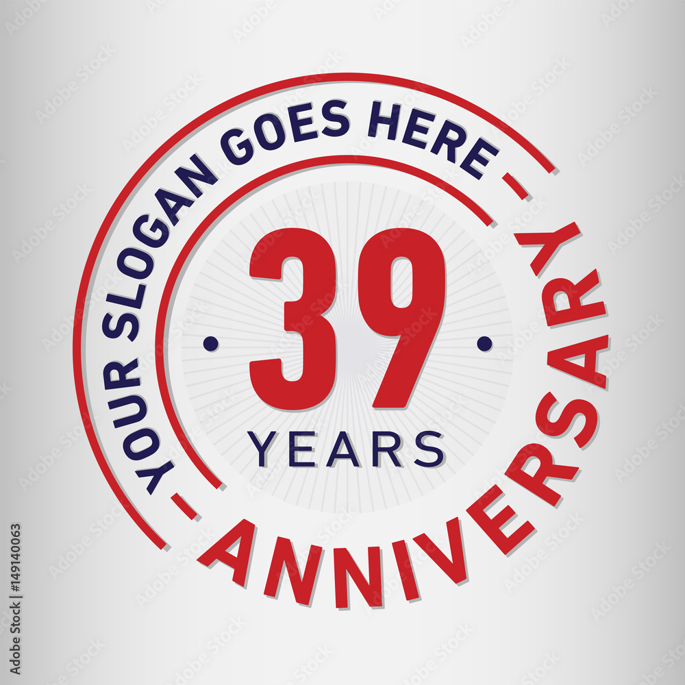39 years anniversary logo template. Vector and illustration.