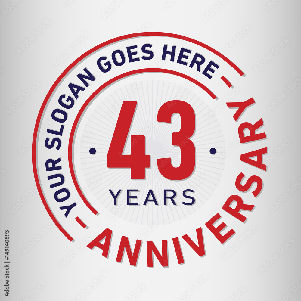43 years anniversary logo template. Vector and illustration.