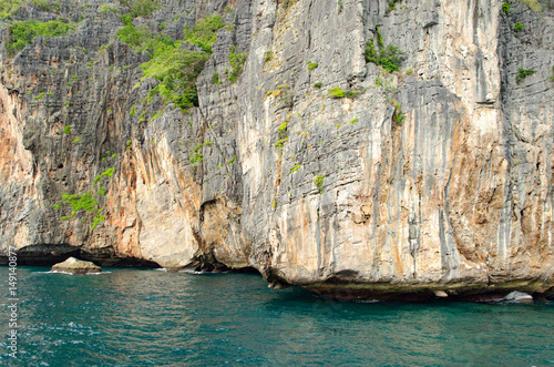 Seascape around Maya Bay at Phi Phi Island Group in Thailand.