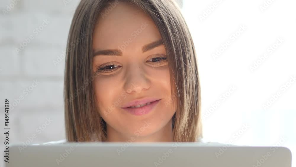 Shock, Surprised Happy Woman Working on Laptop Shock, Surprised Happy Woman Working on Laptop