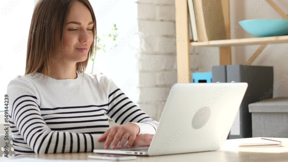 Thumbs Up Gesture by Beautiful Woman at Work Thumbs Up Gesture by Beautiful Woman at Work