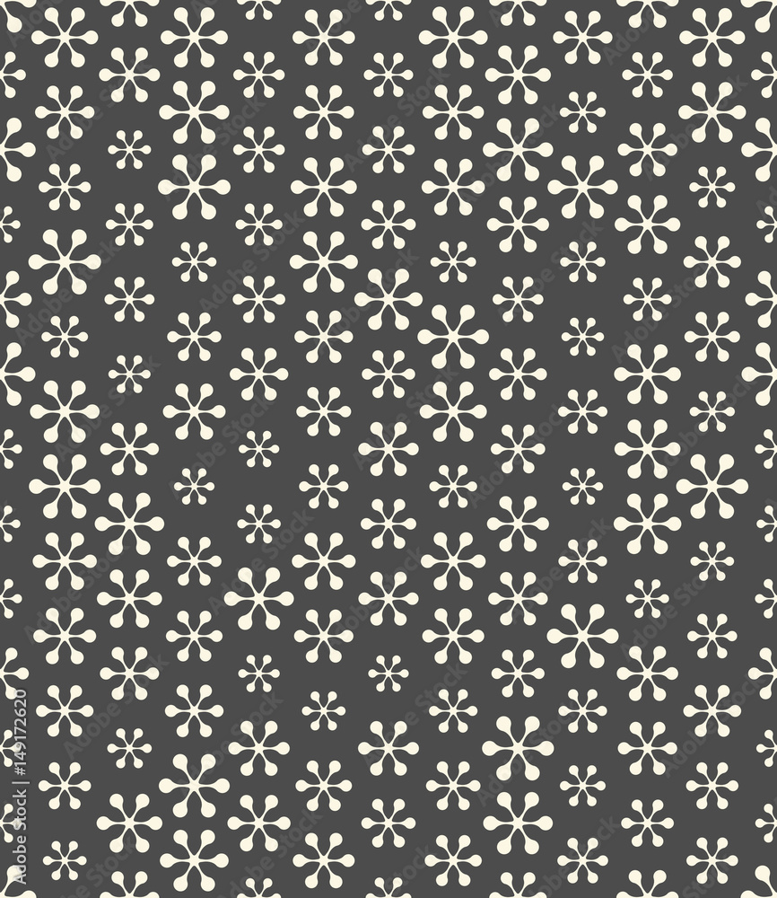 Seamless Star Pattern. Vector Black and White Christmas Background