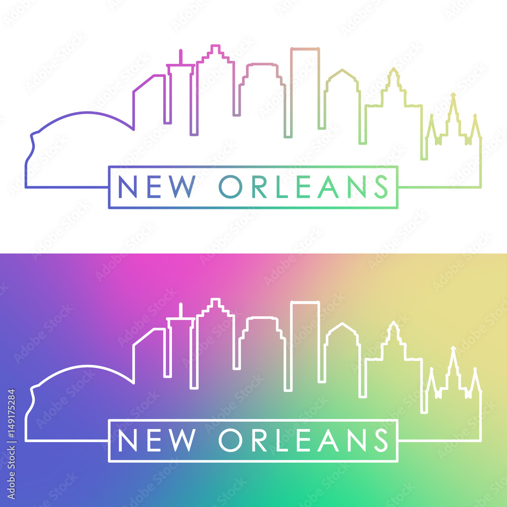 Fototapeta premium New Orlean skyline. Colorful linear style. Editable vector file.