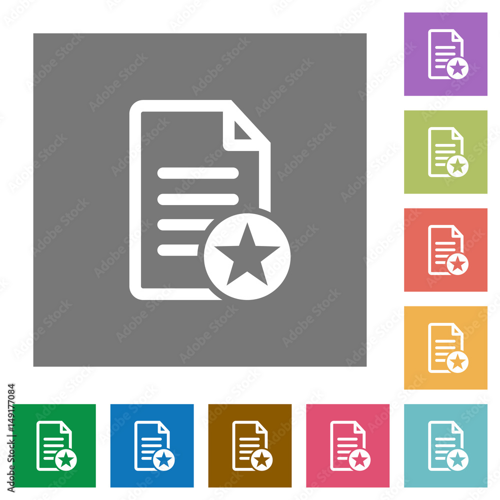 Favorite document square flat icons Favorite document square flat icons