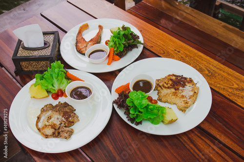 Grilled salmon steak