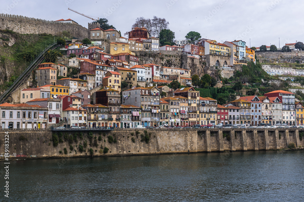 Porto riverfront seen from Vila Nova de Gaia city, Portugal