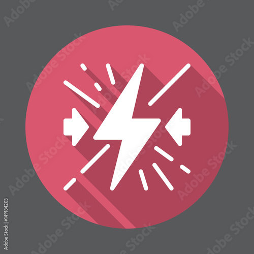 Collision flat icon. Round colorful button, circular vector sign with long shadow effect. Flat style design