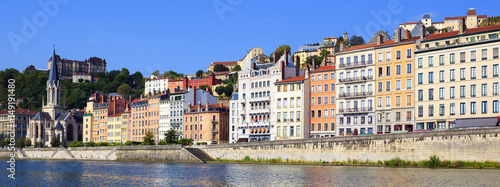 Lyon cityscape from Saone river