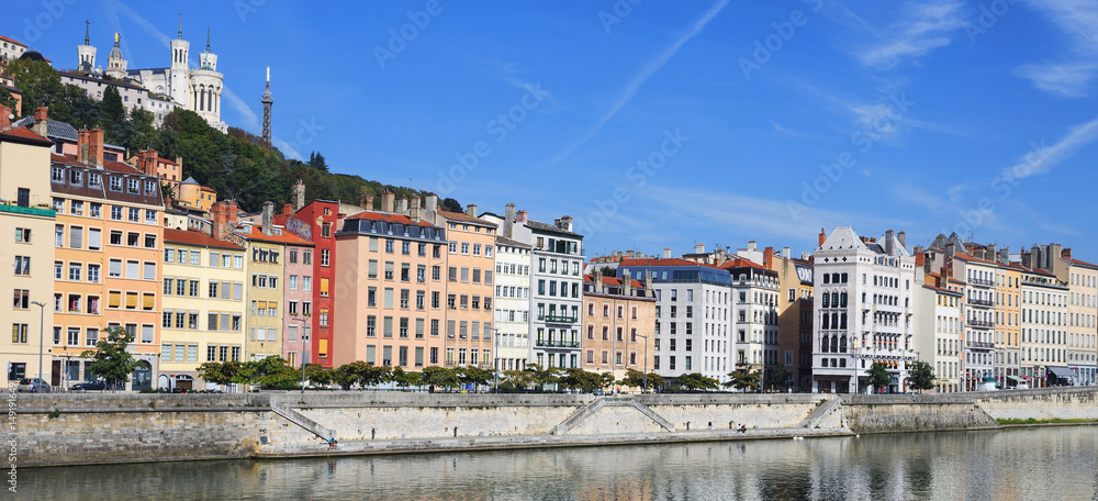 Beautiful view of Saone river in Lyon city