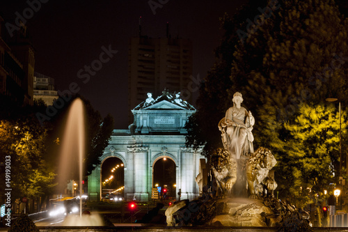 Night view of the most emblematic monuments of Madrid.