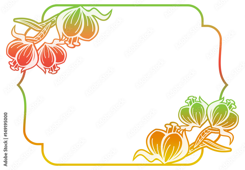 Obraz premium Gradient label with decorative flowers. Copy space. 