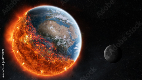 Fototapeta Naklejka Na Ścianę i Meble -  The end of planet Earth 3D rendering elements of this image furnished by NASA