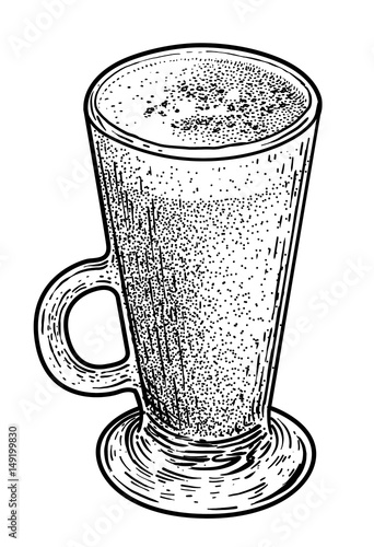 Cocoa drink illustration, drawing, engraving, ink, line art, vector