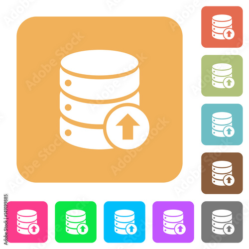 Database move up rounded square flat icons