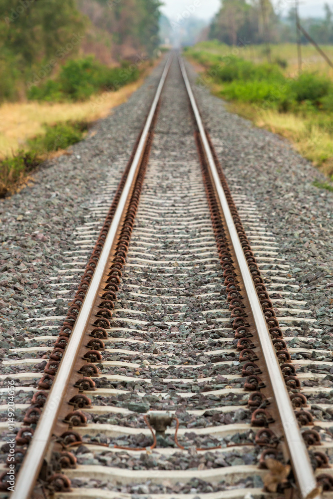 railway tracks in a rural scene with