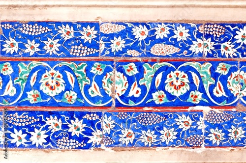 Ancient Ottoman patterned tile composition.