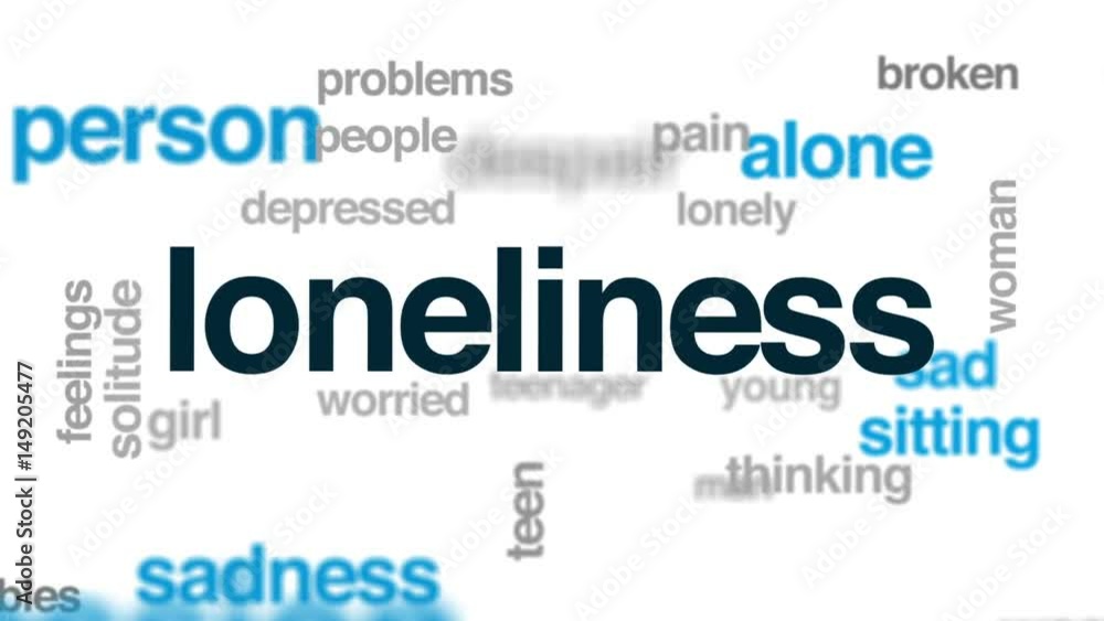 Loneliness animated word cloud, text design animation. Loneliness animated word cloud, text design animation.