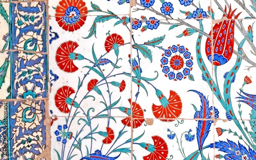 Ancient Ottoman patterned tile composition.
