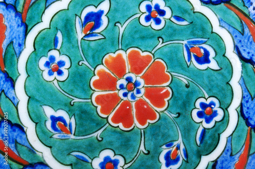 Ancient Ottoman patterned tile composition.