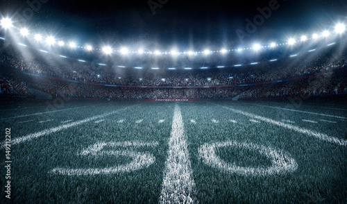 Fototapeta stadion futbolu amerykańskiego 3D w świetle promieni render