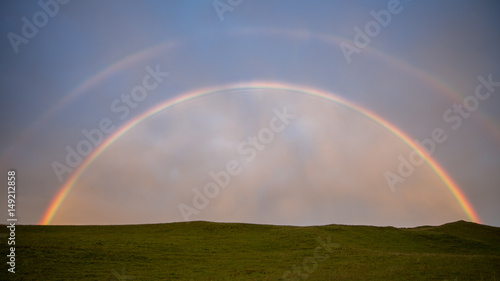 Double rainbow on a field